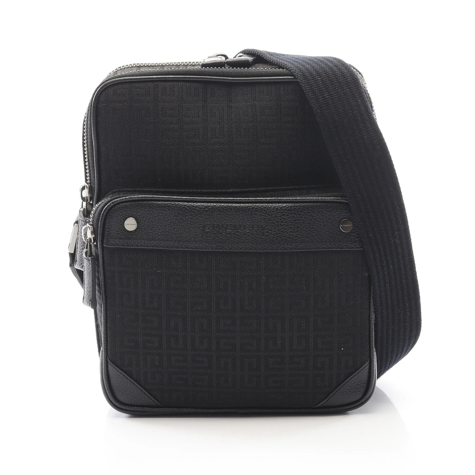 GIVENCHY 4G Shoulder Bag Canvas Leather Black Gold Hardware #RC3843