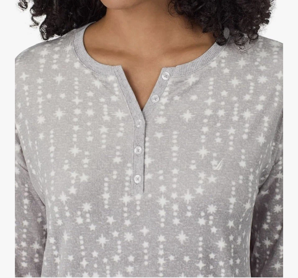 Juego de ropa de dormir Nautica para mujer de 2 piezas, nuevo con etiquetas, polar elástico sedoso, pijama XS, salón Foto 3 de 4