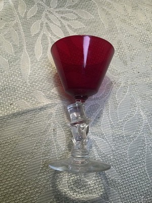 Morgantown Glass ''Top Hat'' liquor cocktail glass. ''Knickerbocker Red 30-40 s Era