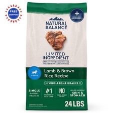 Puppy Dry Dog Food Natural Balance Lamb & Brown Rice 24 Pound Limited Ingredient 4.37 per pound