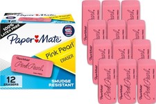 Paper Mate Erasers, Pink Pearl, 12 Count - Latex Free and 12 Count,