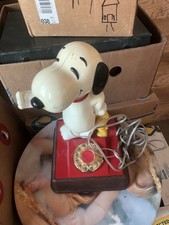 Snoopy and Woodstock Rotary Telephone Red Base Collectible
