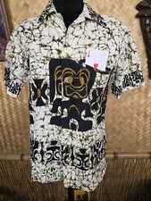 Vintage Reef Hawaiian Barkcloth Tiki Aloha Shirt m1098