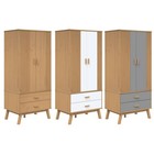 Kleiderschrank Garderobenschrank mit 2 Schubladen Massivholz Kiefer Holz Schrank
