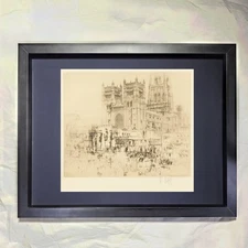 William Walcot "Durham Cathedral" CUSTOM FRAMED Art