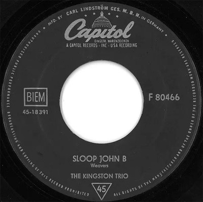 Kingston Trio Sloop John B / Fast Freight Vinyl Single 7inch Capitol