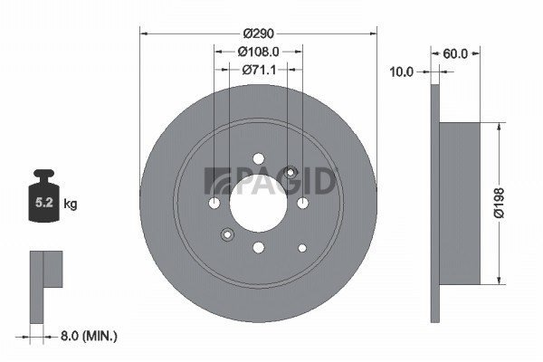 2X Pagid Bremsscheibe Voll Ø290Mm FüR Peugeot 406 8B 8E/F 8C-image