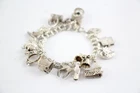 Sterling Silver Vintage Charm Bracelet Articulated Bible Well Rings (53g)