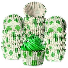 450 Pieces St. Patrick's Cupcake Cups Green Shamrock Baking Cups Lucky Four