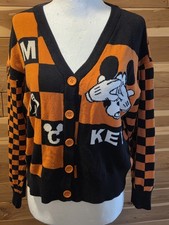 Disney Her Universe Sweater Size L Mickey Mouse Cardigan Halloween Orange Black