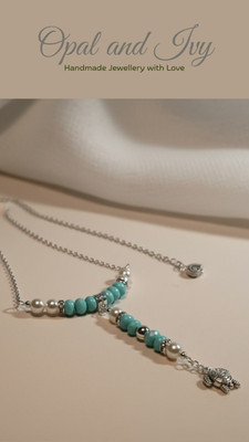 Turquoise Pearl Turtle Pendant Necklace Silver Boho Beach Ocean Jewellery