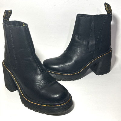 Dr Martens Spence Leather Flared Heel Chelsea Boot Womens US 8 EU 39 Black