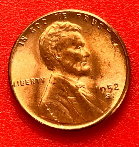 1952-S Lincoln Wheat Cent Penny GEM RED BU From an Original Bank Roll