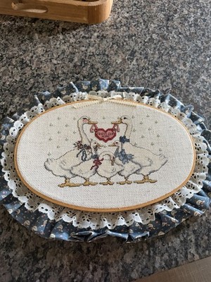 Geese Cross Stitch Framed  Bless Our Home 