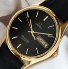VINTAGE SEAMASTER QUARTZ BLACK DIAL DAY&DATE DRESS MEN'S WATCH
