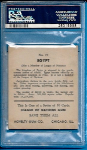1934 R80 League Of Nations #19 Egypt Psa 8 - Picture 2 of 2