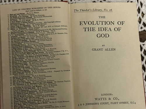 The Evolution Of The Idea Of God Grant Allen Thinker's Library No 18 1937 Book - Imagen 5 de 12
