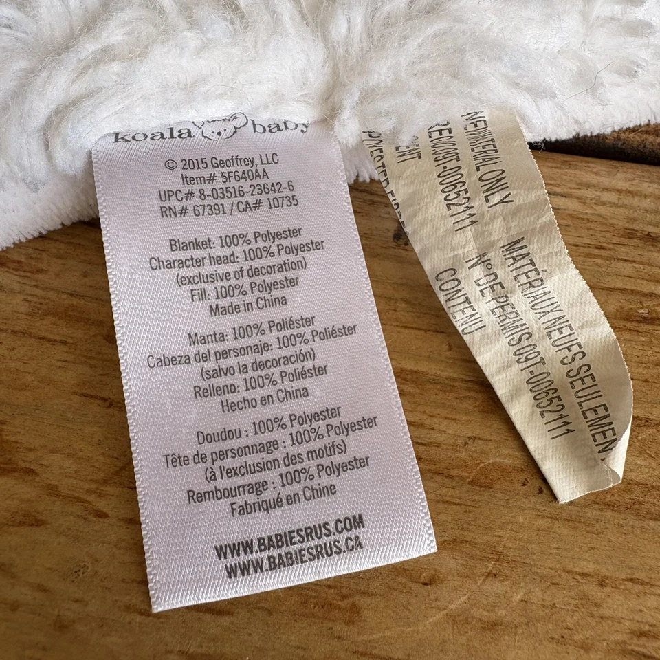 Koala Bebé Blanco Gris Esponjoso Cachorro Perro Lovey Manta de Seguridad Lovey Juguete LEER Foto 3 de 4