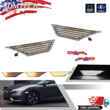 Switchback Sequential Turn Signal LED Side Marker Light For Honda Civic Clear 2x