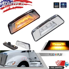 Clear Chrome Amber LED SideMarker Signal Light For Kenworth T680 T700 T880 Truck