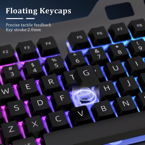 Gaming Keyboard and Mouse Wired Colorful Glowing Mechanical Feel Backlit For PC - Picture 8 of 15