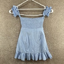 NWT Shein Women's Dress Size 4 Blue Zip Closure Short Tie