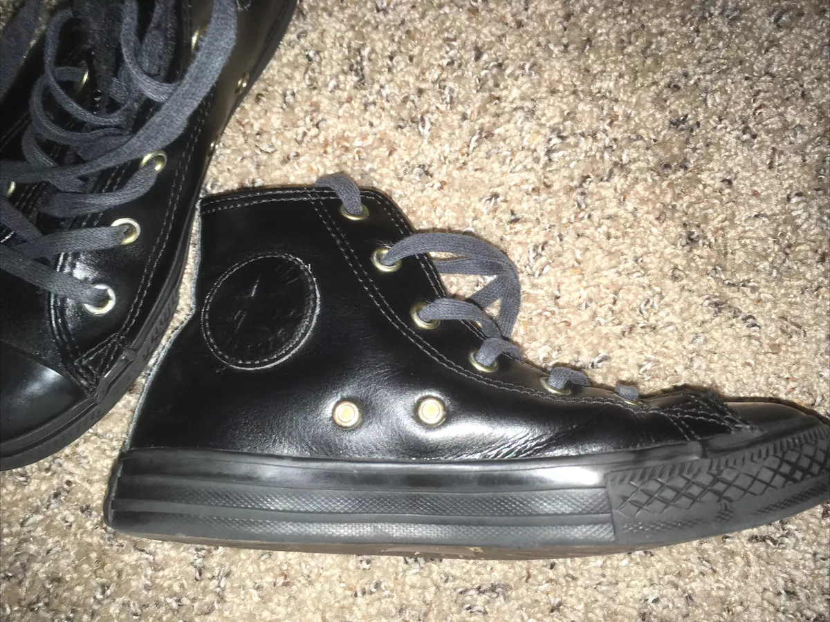 Black leather converse store size 1