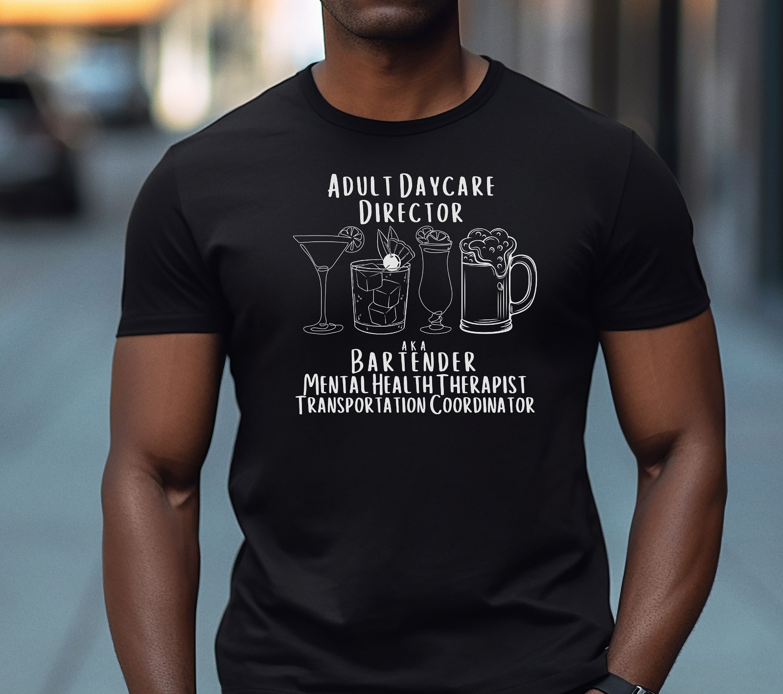 Bartender Adult Daycare Coordinator Funny Unisex Jersey Short Sleeve Tee Funny