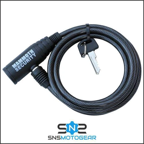 Mammoth Motorcycle Motorbike Security Scooter Helmet Cable Lid-Lock - 1.65m