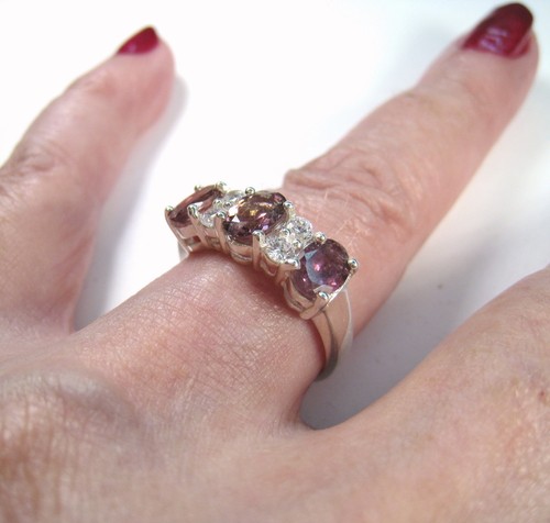 PINK TOURMALINE & WHITE SAPPHIRE RING 2.00 CTW #7.75 WHITE GOLD over 925 SILVER - 第 10/11 張圖片