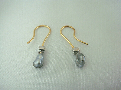 Boucles D'oreilles Or 18K Perles De Tahiti & Diamants - Neuf Avec étiquettes
