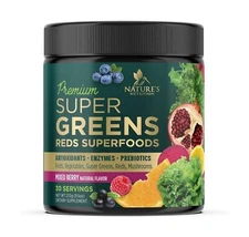 Greens Powder Superfood Drink Mix - Green Whole Food Blend for Energy & Gut H...