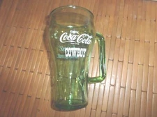 Vintage 1990 Whataburger Coca Cola Coke Cowboy Green Glass Mug