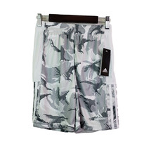 Adidas Boys Size M 10/12 White Gray Camo Athletic Basketball Shorts