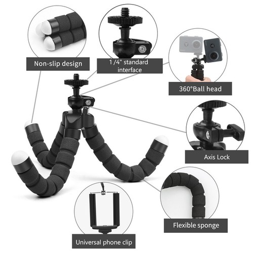 Cell Phone Mount Camera Holder Flexible Tripod Universal Clip Bluetooth Remote - Picture 4 of 17