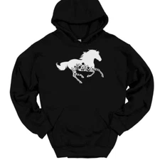 Horse in Flowers Hooded Sweatshirt Equestrian Riding Pony Nature Hoodie