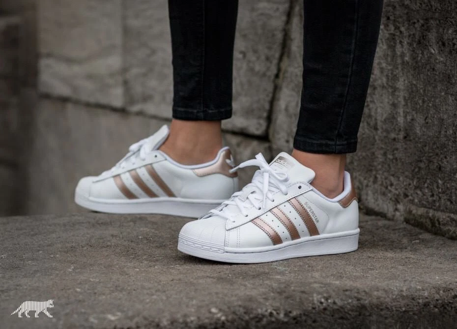 ADIDAS ORIGINALS SUPERSTAR WHITE METALLIC GOLD WOMEN&#039;S SHOES | eBay