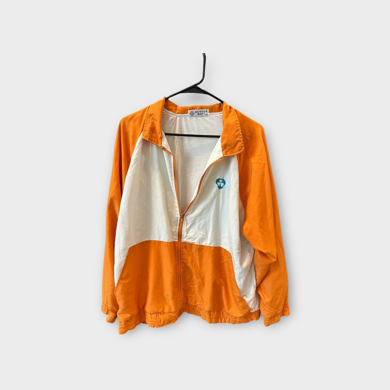 “Hunter” Brand Very Rare Original Boys 2XL Jacket Soft Fabric Orange White EUC