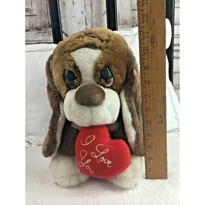 Vintage Russ Baxter Basset Hound Dog Plush Stuffed Animal 11'' I Love You Flaw