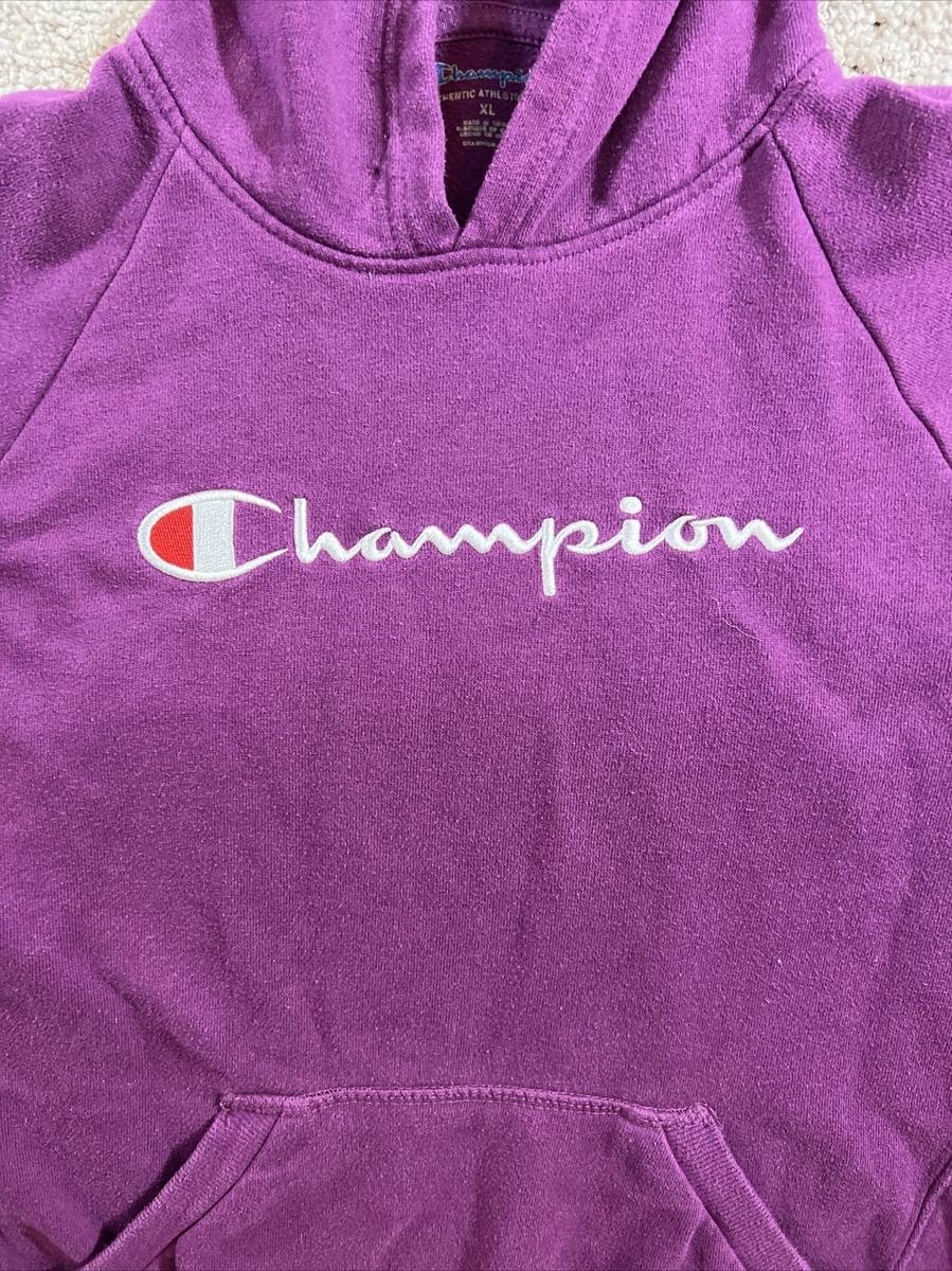 Champion Sweater Girls X Large Purple Hoodie Pullover Sweatshirt Kids Youth