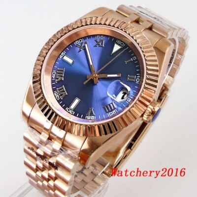 BLIGER 36mm 39mm Blue Dial Rose Gold NH35A Automatic Mens Watch Sapphire Crystal
