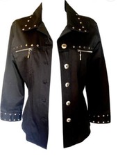 Nwot Nordstrom Luii Stretch Jacket Womans Size Small Black Studs Zippers Pockets