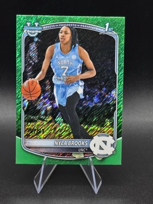 2025-26 Bowman Chrome Nyla Brooks 1st BCP-63 Green Shimmer Refractor #'d /99 UNC
