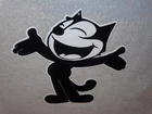 VINTAGE FELIX THE CAT CHEVROLET +HANDS OPEN 12" DIE-CUT METAL GASOLINE OIL SIGN