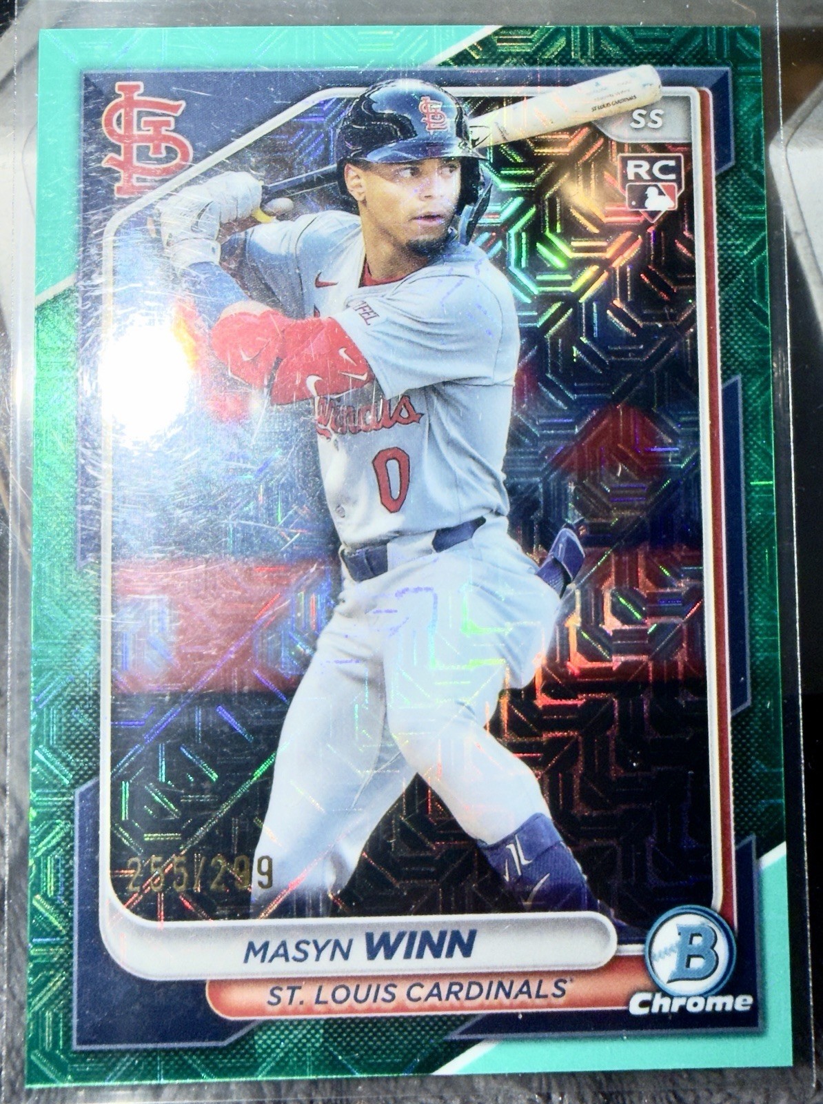 2024 Bowman Chrome - Masyn Winn #61 Aqua Mojo Refractor /299 (RC) St. Louis