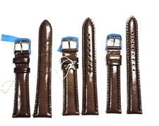 MICHELE 16MM OR 18MM OR 20MM SHINY SAFARI BROWN GENUINE LEATHER WATCH STRAP BAND
