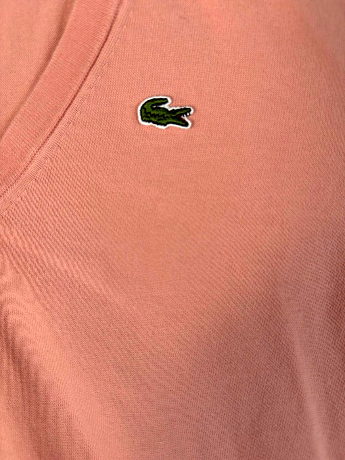 Lacoste Womens V-Neck Sweater Size 40 US M Coral Long Sleeve Preppy Academia thumbnail 9
