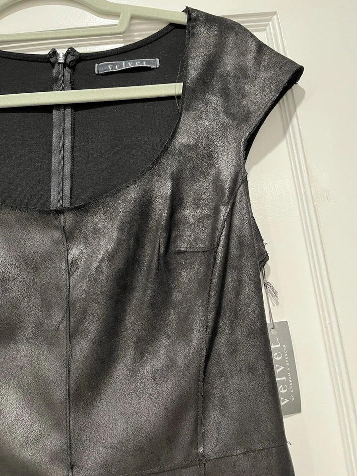 Бархат на Graham & Spencer SizeM искусственной кожи черный оболочка платье молнии назад новый с Ярлыками - Изображение 2 из 4