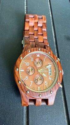 BEWELL Wooden Watch for Men   Natural Wood Quartz Wristwatch   New Battery