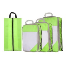 4pcs Suitcases Compression Packing Cube Travel Luggage Organizers Bag Green